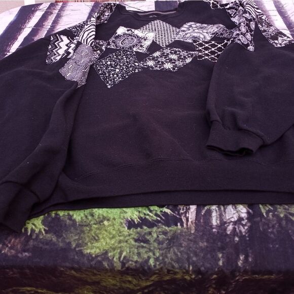 Fruit of the Loom Sweaters - Fruit of the Loom Plus Black Longsleeves Quilted Fleece Women's Sweater 4XL